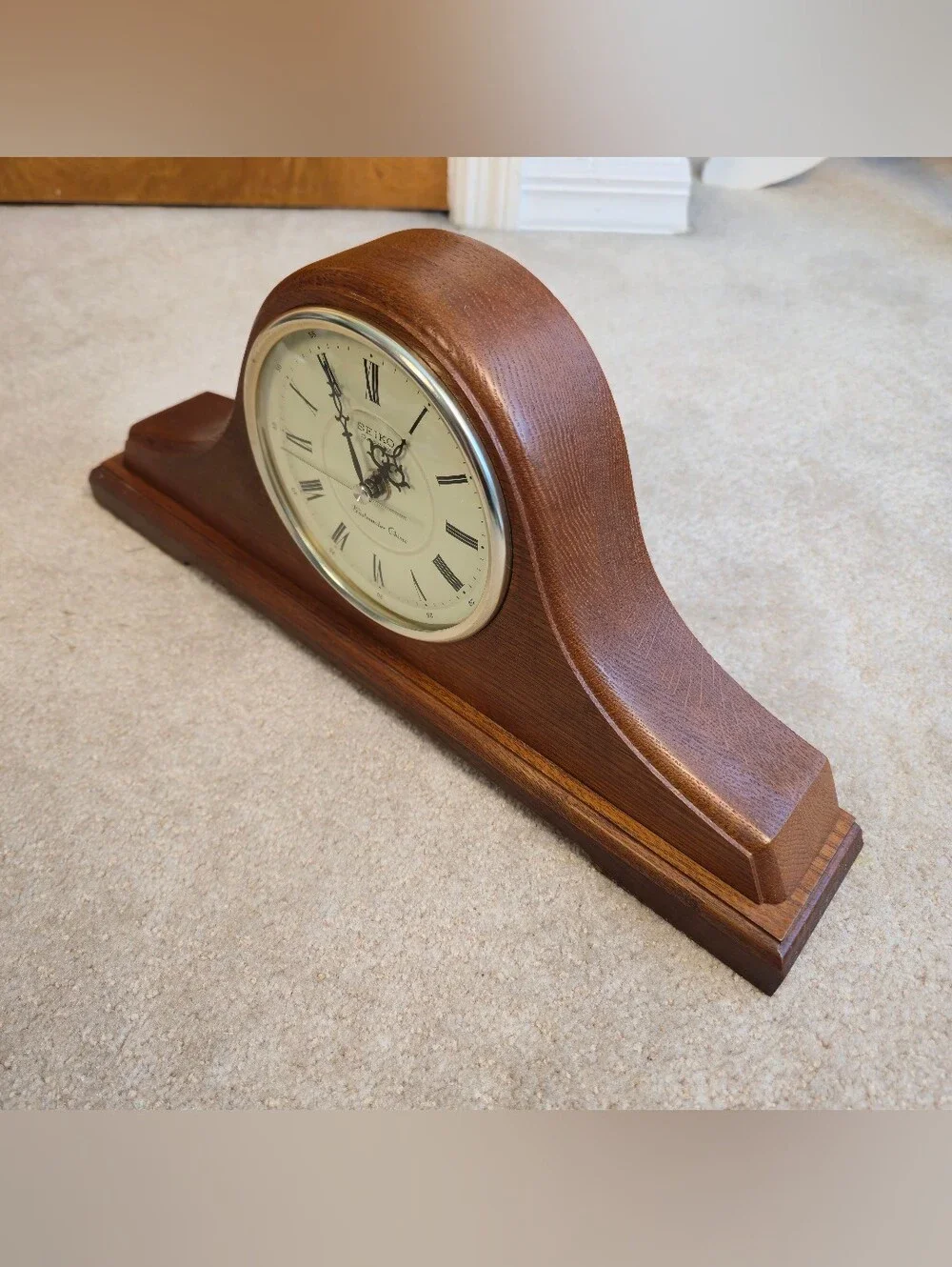 Seiko Quartz Westminster Chime Oak Mantel Desk Clock, 16 1/4